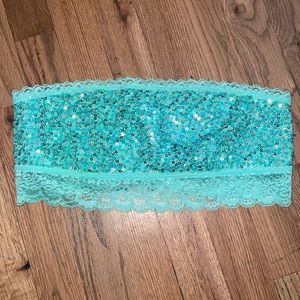 Vintage PINK Victoria Secret Sequin Bandeau 
Size L